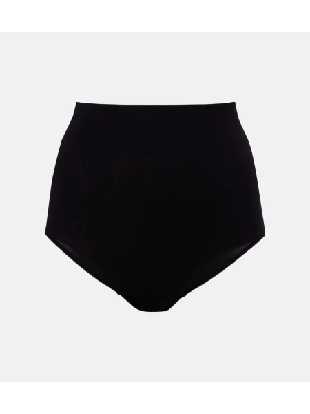 Pantaloni scurți Wolford cu talie înaltă tricotate negru