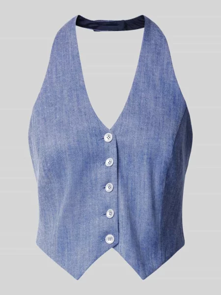 Kamizelka do garnituru z głębokim dekoltem w serek Swing błękitna