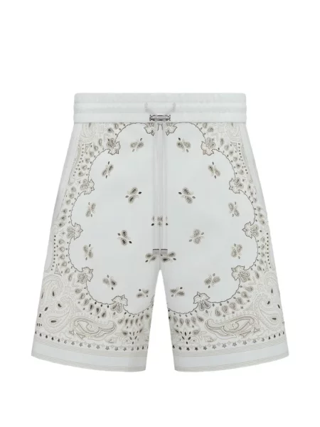 Pantaloni scurți Amiri din piele cu imagine alb