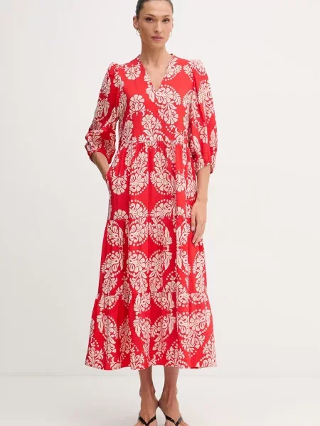 Lola Casademunt sukienka z wiskozą czerwona
