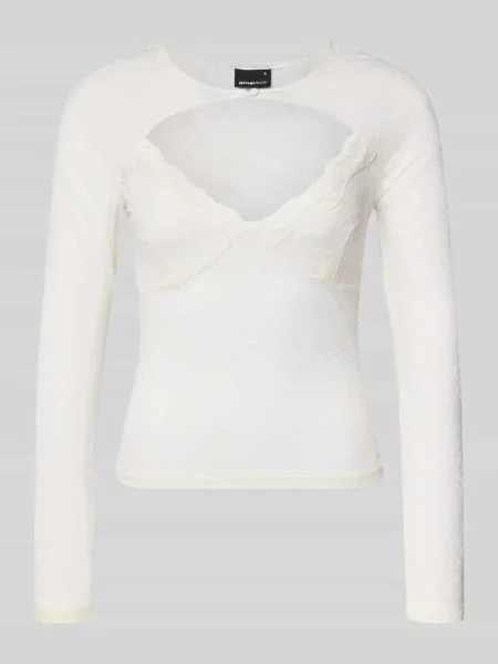 Longsleeve z wycięciem Gina Tricot biały