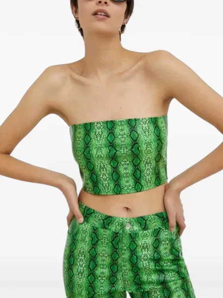 Top Résumé cu model piele de șarpe fără bretele verde
