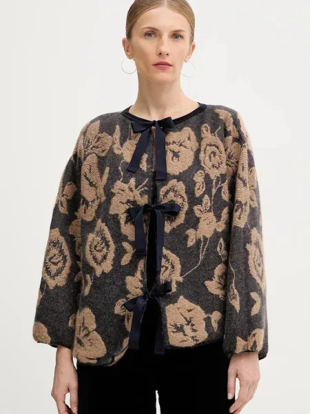 Liviana Conti cardigan din amestec de lână maro