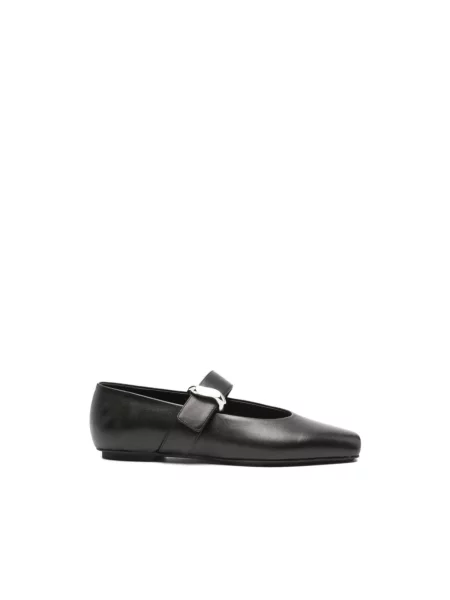 Balerinki Emporio Armani skórzane bez obcasa czarne