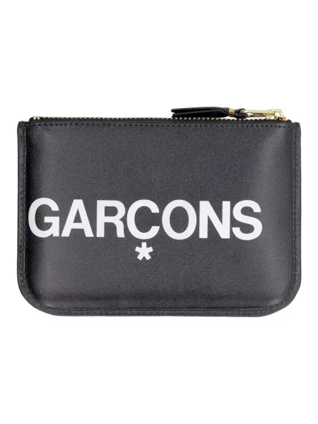 Portfel Comme Des Garcons skórzany z logo czarny