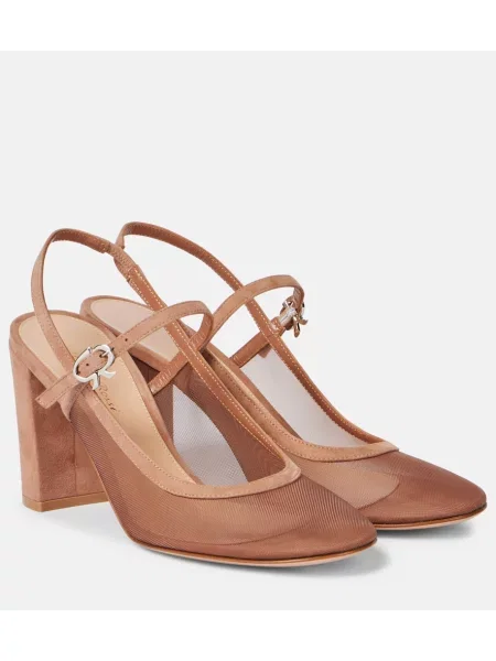 Pantofi cu toc Gianvito Rossi din piele slingback bej
