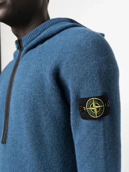 Суичър с качулка Stone Island камъни синьо