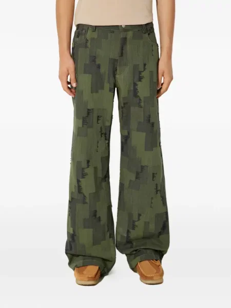 Pantaloni County Of Milan cu imagine cu imprimeu geometric verde