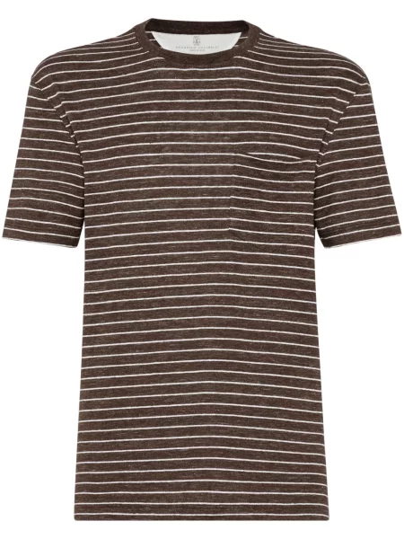 Tričko Brunello Cucinelli hnědé