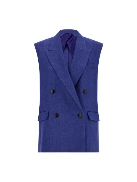 Lniana kamizelka Max Mara Studio niebieska