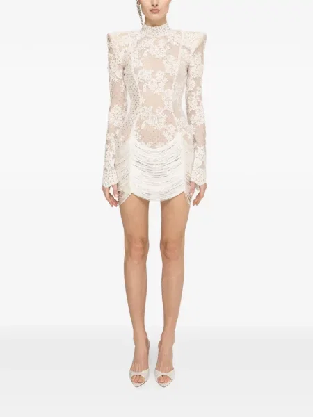 Rochie mini Nissa din dantelă alb