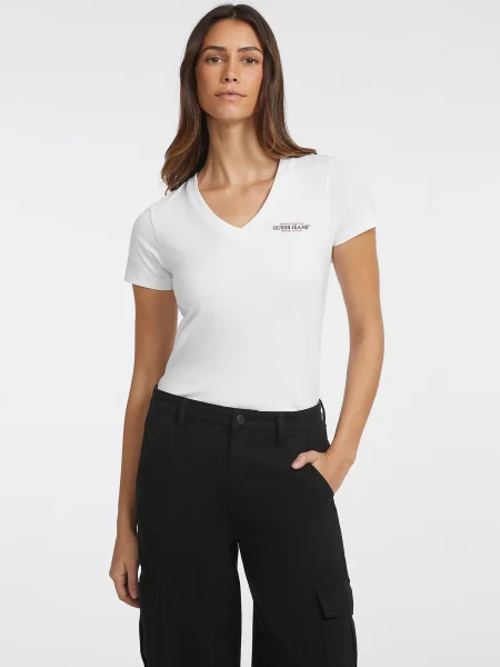 Guess Jeans Majica Slim Fit bela