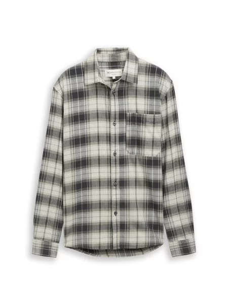 TOM TAILOR DENIM Cămașă gri metalic / verde pastel alb