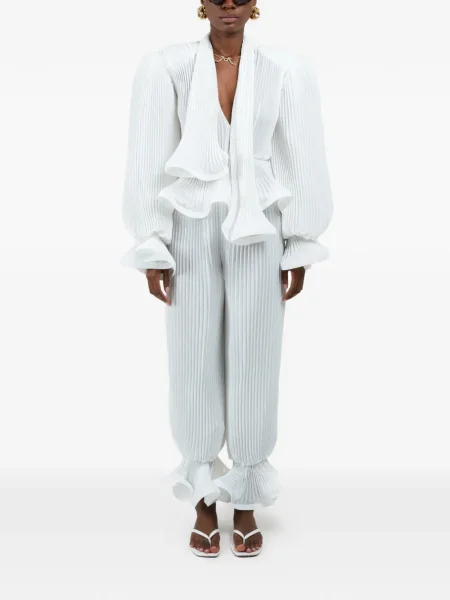 Pantaloni Rowen Rose plisate alb