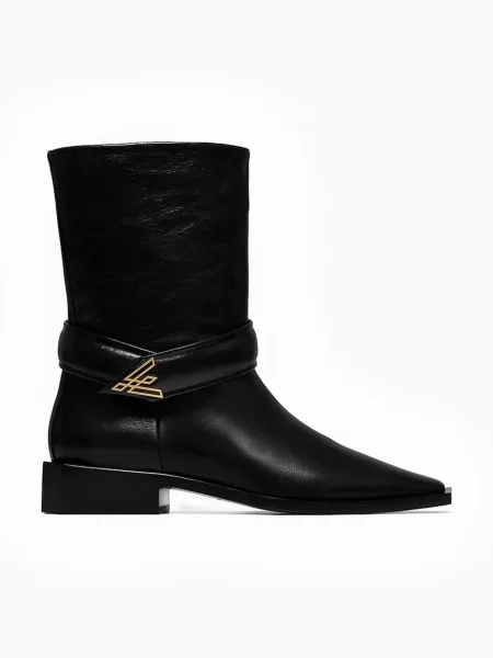 Kožené kotníkové boty Vanda Novak ZOEY DEEP BLACK na plochém černá