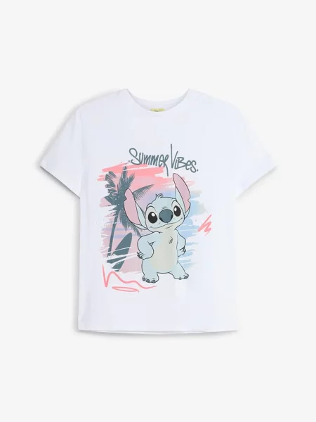 Koszulka Disney Stitch z czystej bawełny biała