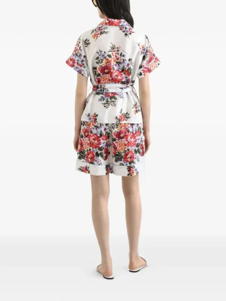 Gėlėtos raštuotos šortai Dolce & Gabbana balta