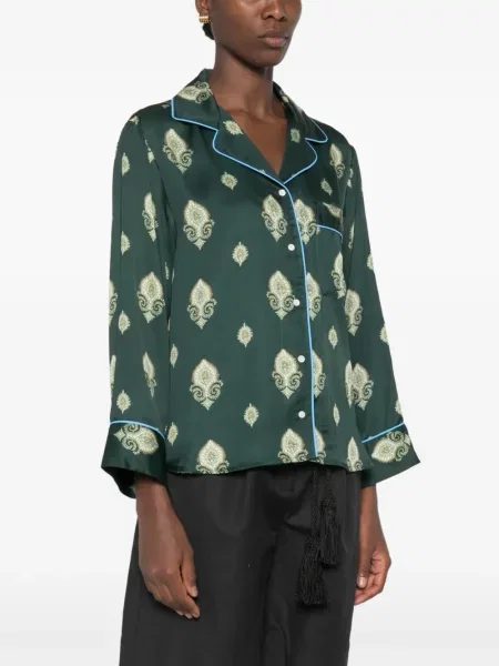 Lung cămașă Sandro cu imagine cu model paisley verde