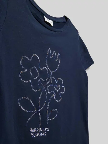 T-shirt o kroju regular fit z czystej bawełny S.oliver Red Label granatowa