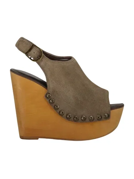 Sandały Jeffrey Campbell zamszowe na koturnie beżowe