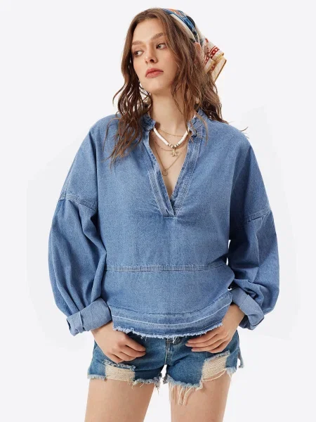 Imily Bela Bluză denim albastru