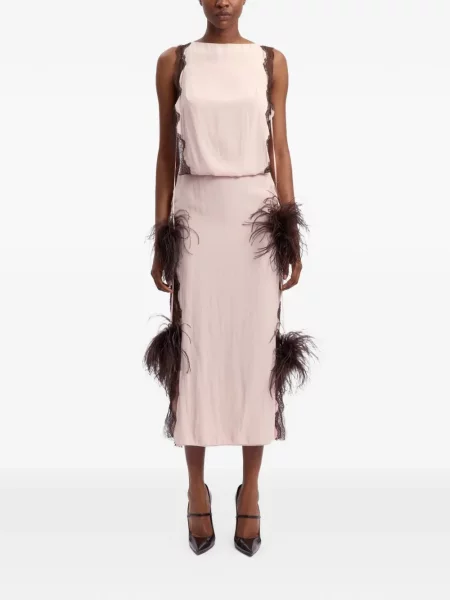 Rochie midi 16arlington cu pene roz