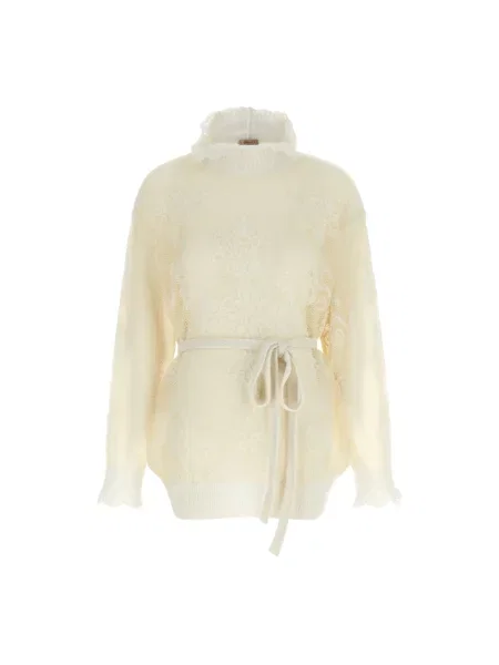 Dzianinowy sweter Twinset biały