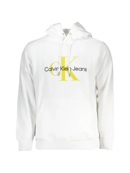 Hanorac cu glugă Calvin Klein cu imagine alb