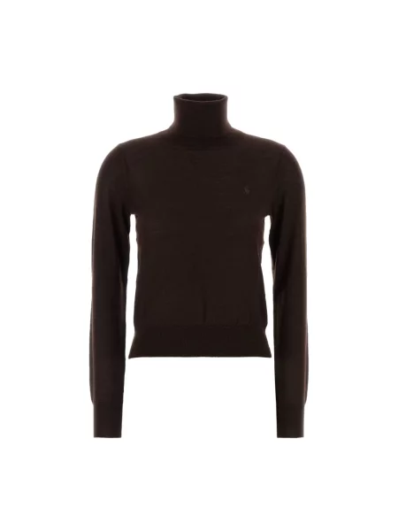 Sweter z golfem Polo Ralph Lauren wełniany brązowy