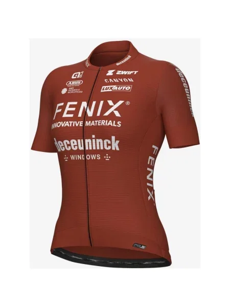 Koszulka rowerowa FENIX-Deceuninck Manga Corta Granatowa L czerwona