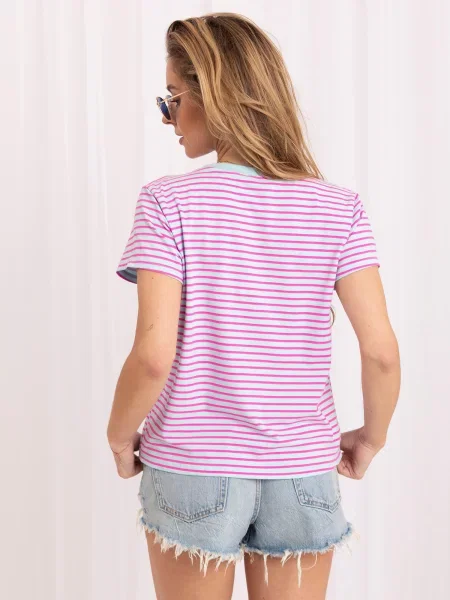 Tricou Italy Moda cu broderie albastru