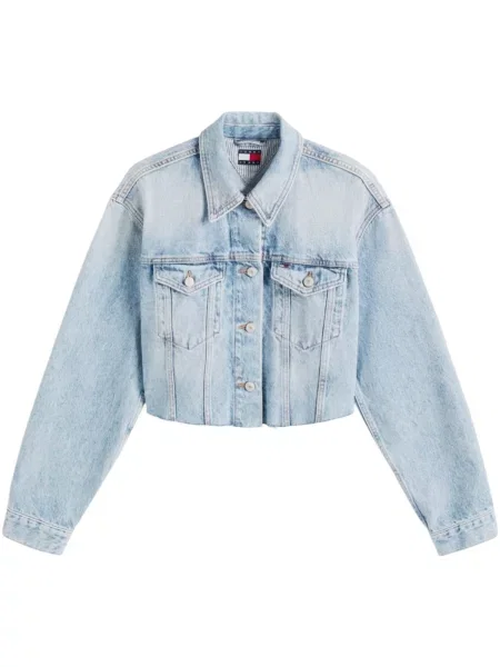Tommy Jeans Přechodná bunda marine modrá / modrá džínovina / červená bílá