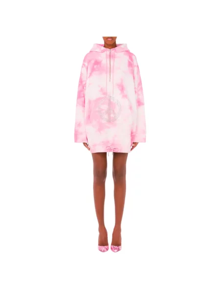 Bluza z kapturem Moschino wiązana różowa