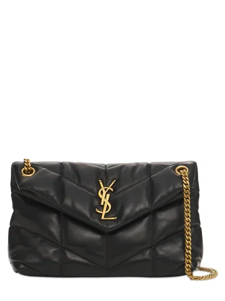 Kožená kožená taška Saint Laurent čierna