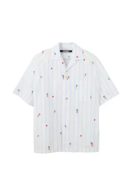 Prugasti prugasta košulja Jacquemus s vezom bijela