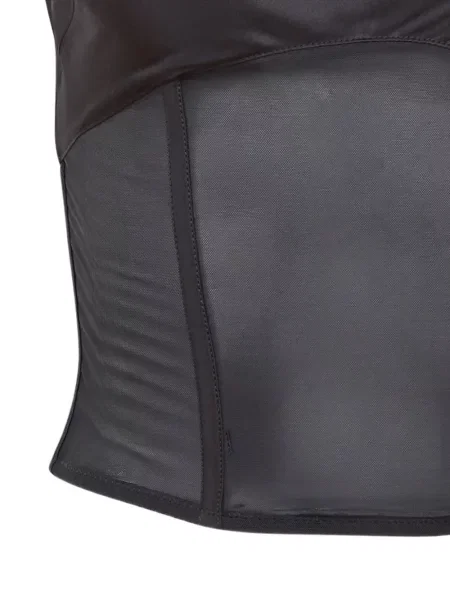 Satynowy top Fleur Du Mal z gorsetem czarny