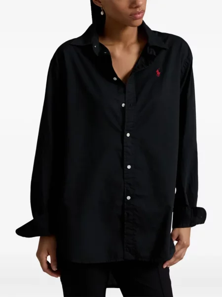 Tricou polo Polo Ralph Lauren cu dungi cu două rânduri de nasturi cu aplicații negru