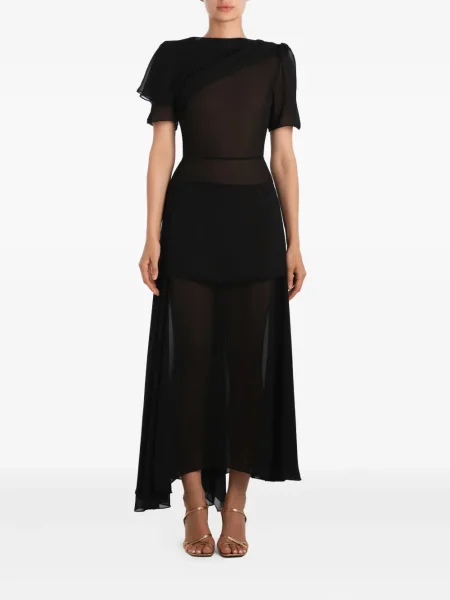 Rochie midi Post Meridiem drapată până la genunchi de costum negru