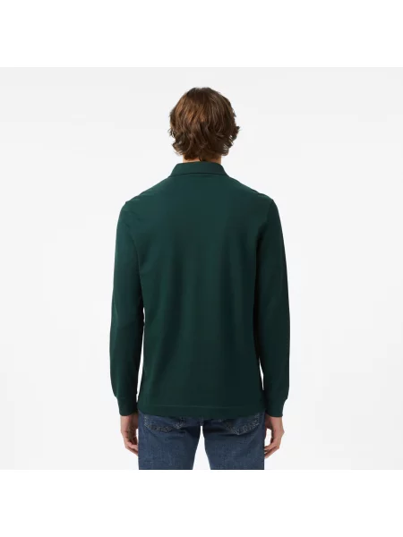 Lacoste Koszulka Polo Z Długim Rękawem Smart Paris Z Elastycznej Bawełny zielona