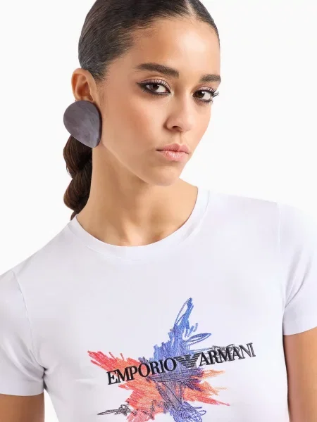 Emporio Armani Футболка Бавовна/еластан білий