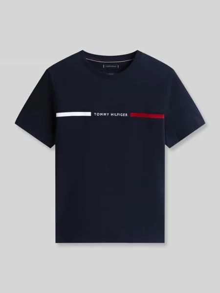 Tommy Hilfiger t-shirt granatowy z aplikacją niebieska