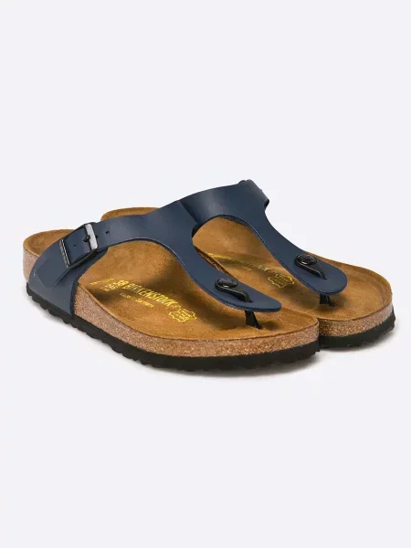 Papuci Birkenstock cu toc plat albastru