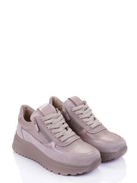 Кожаные кроссовки Derisan бежевые