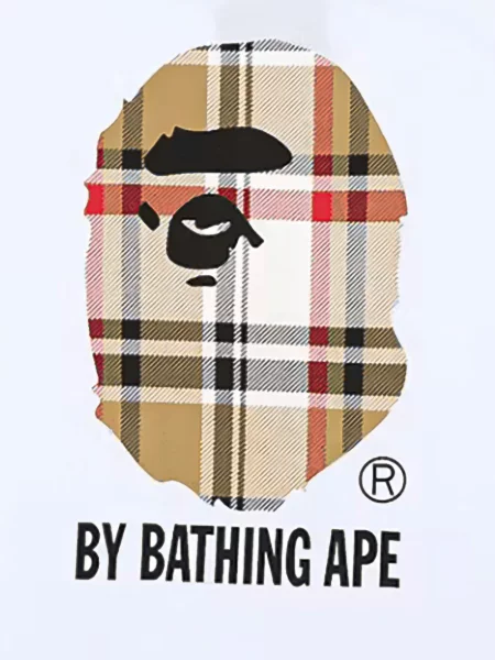 Tricou A Bathing Ape® în carouri cu imagine alb