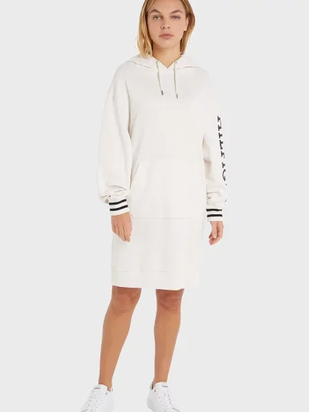 Платье мини Tommy Hilfiger с капюшоном белое