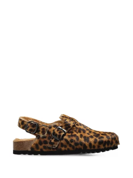 Papuci tip mules Scholl cu imagine cu model leopard maro