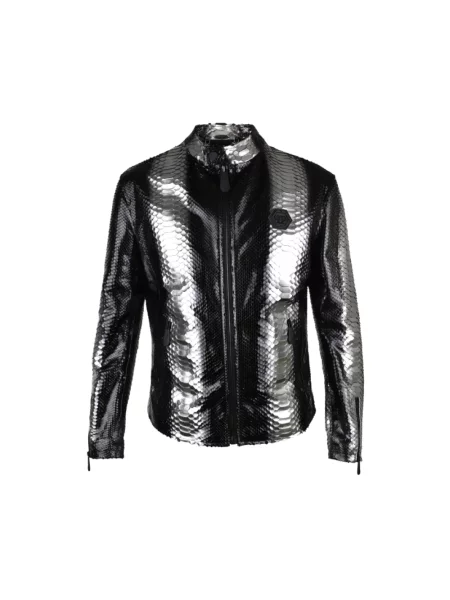 Kurtka skórzana Philipp Plein szara