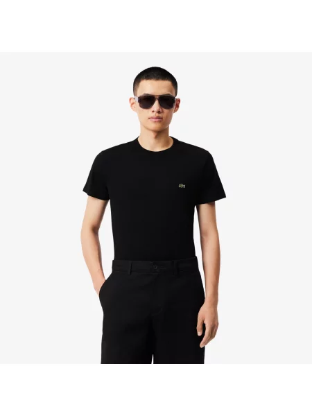 Lacoste T-Shirt Z Okrągłym Dekoltem Z Dżerseju Z Bawełny Pima czarna