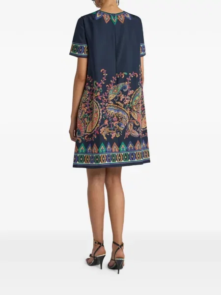 Rochie Etro cu imagine cu model paisley de costum albastru