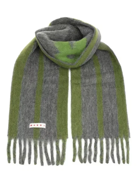 Fular Marni cu franjuri cu dungi verde